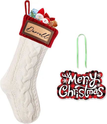 Vista 10 de Paquete de 2 medias de Navidad, medias de Navidad familiares grandes de 18 pulgadas, medias de punto de colores mixtos colgantes (2 mezclas)