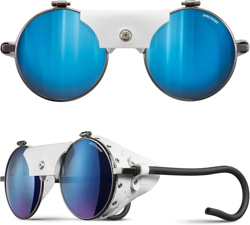 Vista 4 de Julbo Gafas de sol Vermont Glacier para hombres y mujeres con protectores laterales de cuero para senderismo, esquí, senderismo - 100% protección UV