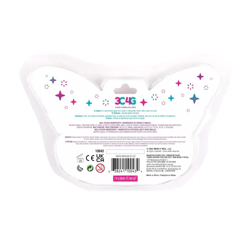 Vista 7 de Make It Real - Juego de 3 esmaltes de uñas con diseño de mariposa 3C4G para niñas, a base de agua, sin perfume, no tóxico, kit de esmalte de uñas