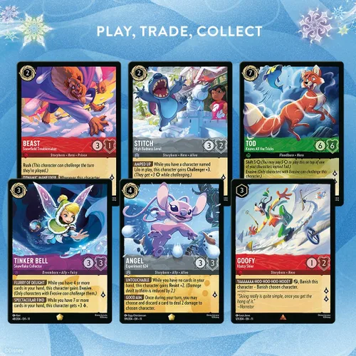 Vista 4 de Ravensburger Disney Lorcana TCG: Caja de visualización de paquetes de refuerzo de Winterspell - 24 paquetes con 12 cartas de intercambio cada uno