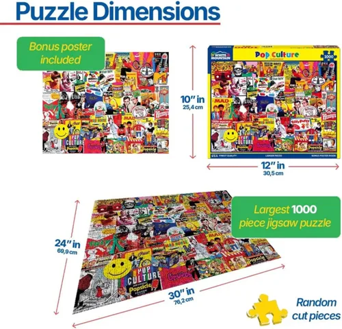 Vista 3 de White Mountain Puzzles Pop Culture, Rompecabezas de 1,000 piezas