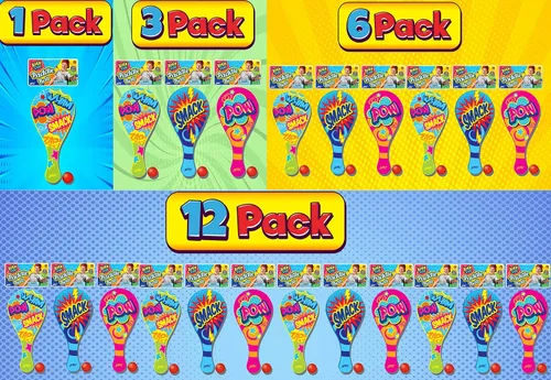 Vista 2 de Kool N' Fun - Bola de remo de plástico con cuerda adjunta (1 pala) por JARU. Juguetes clásicos retro para niños y adultos, niños y niñas. Juego