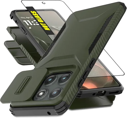 Vista 10 de Funda para Motorola Moto Edge 2025 con 1 protector de pantalla HD y cubierta para cámara deslizante [grado militar], funda protectora resistente a