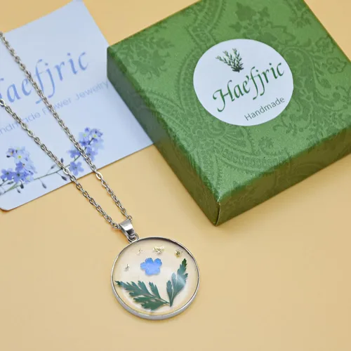 Vista 131 de Pressed Flower Necklace Gift for Women Personalized Handmade Necklaces Birth Flower Necklace