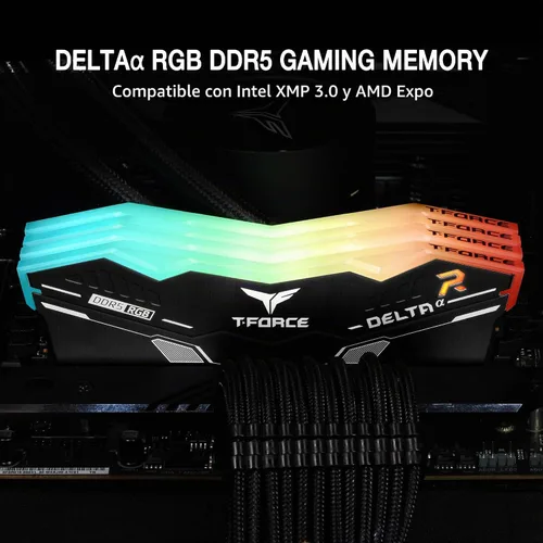 Vista 2 de TEAMGROUP T-Force Delta Alpha RGB DDR5 Ram 32 GB Kit (2 x 16 GB) 5600 MHz (PC5-44800) CL40 Intel XMP 3.0 y AMD Expo Módulo de memoria de escritorio
