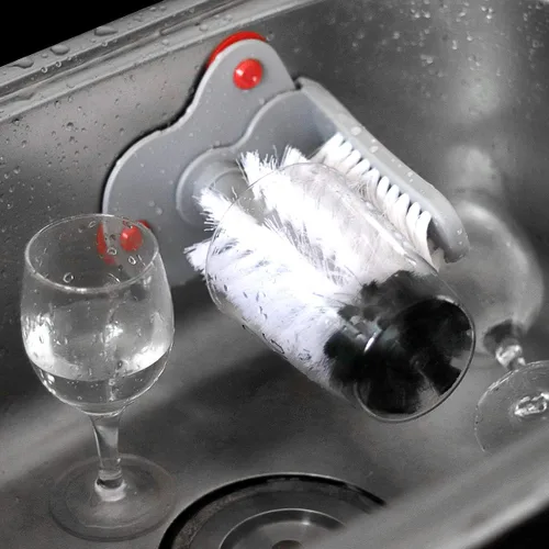 Vista 2 de Lavadora de vasos de vidrio con cepillo de cerdas dobles para fregadero de cocina de bar
