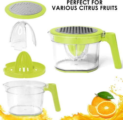 Vista 7 de Exprimidor de limón, exprimidor de manos de cítricos multifuncional, exprimidor de limón y lima con mango de agarre cómodo desmontable, capacidad
