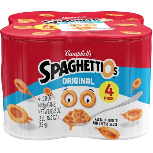 Vista 16 de SpaghettiOs Pasta enlatada con albóndigas A to Z's, lata de 15.6 onzas