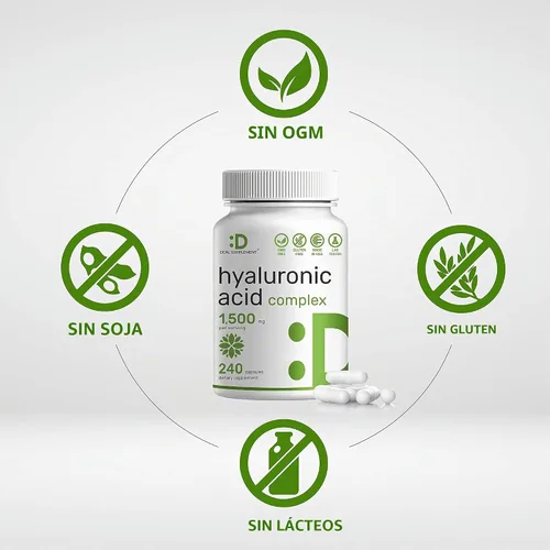 Vista 3 de DEAL SUPPLEMENT Complejo de ácido hialurónico 1,500 mg - 240 cápsulas, con MSM y vitamina C