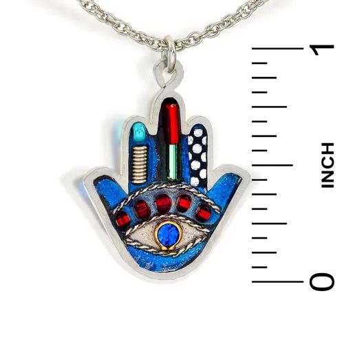 Vista 3 de seeka Petite Azul Hamsa Collar para proteger del mal de ojo, n0624