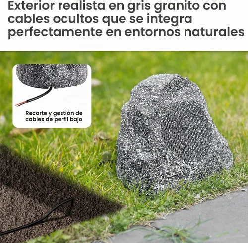 Vista 2 de (Juego de 4) nuevas bocinas de rock para patio o jardín impermeables color granito para exteriores