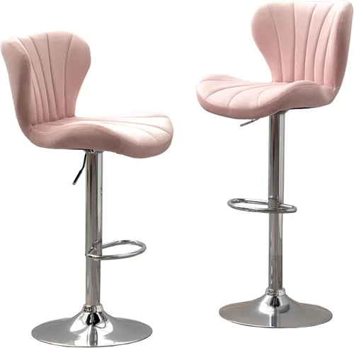 Vista 20 de Roundhill Furniture Ellston - Taburetes de bar giratorios ajustables de terciopelo, color azul, juego de 2
