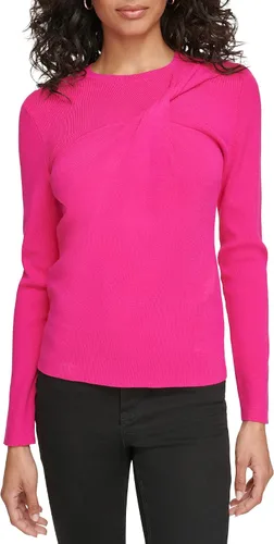 Vista 2 de Calvin Klein Suéter de manga larga con cuello torcido para mujer, Cerise