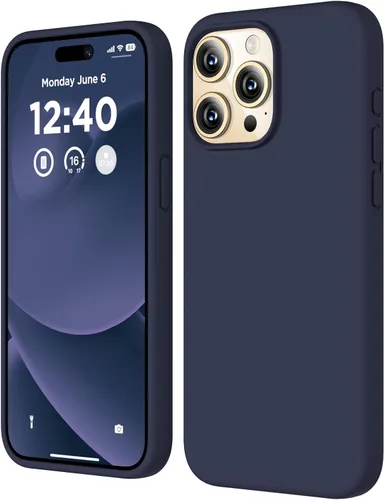 Vista 15 de Funda compatible con iPhone 15 Pro, funda de silicona líquida, funda protectora de cuerpo completo a prueba de golpes, funda delgada para teléfono