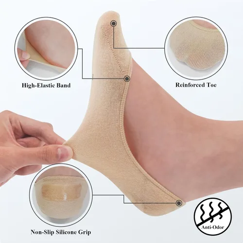 Vista 3 de SIXDAYSOX Calcetines invisibles para mujer, paquete de 4 a 8 unidades, antideslizantes, invisibles, de corte ultra bajo, talla de zapato 5-89-11