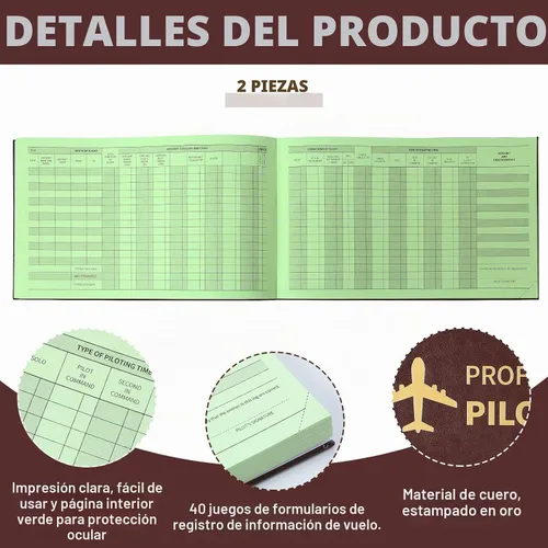 Vista 3 de Gilprop - Paquete de 2 cuadernos de registro de piloto profesional