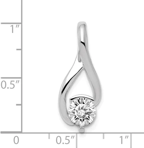 Vista 2 de Colgante de oro blanco macizo de 14 k único de 0.256in con diamantes de 1.024in x 0.472in