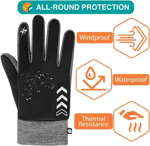Vista 4 de SUN CUBE Guantes de invierno para hombres y mujeres, guantes térmicos para pantalla táctil, calentadores de manos, antiagarre, antideslizantes
