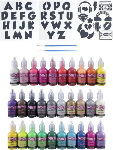 Vista 4 de Puffy Bulk Buy Paint - Juego de 30 pinturas 3D no tóxicas de alta calidad. Seguro para niños, ideal para proyectos escolares, permanente en tela