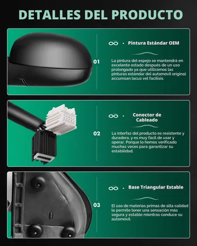 Vista 4 de SCITOO Espejos de visión lateral aptos para Chevy 2007-2013 para GMC Avalanche Silverado 1500 Suburban 1500 Suburban 1500 con flecha ámbar señal