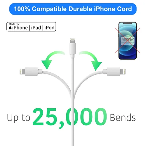 Vista 6 de Cargador de iPhone, [Certificado MFi] Paquete de 2 adaptadores USB de bloque de cargador de pared USB a cable Lightning cable de carga rápida