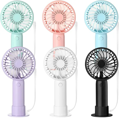 Vista 43 de Tujoe Mini ventilador de mano potente de 3 velocidades, ventilador personal pequeño portátil recargable con base USB para mujeres, maquillaje
