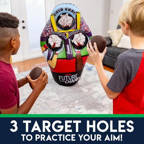 Vista 6 de Franklin Sports Juego de lanzamiento de objetivos de fútbol para niños, juguete inflable de tiro con mini pelotas de fútbol suaves - Divertido juego