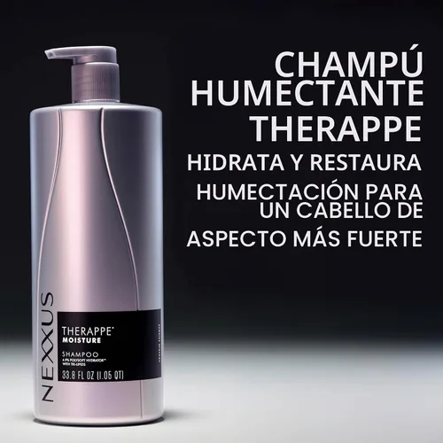 Vista 6 de Champú hidratante Nexxus Therappe Ultimate Moisture para cabello seco libre de siliconas, hidratante ProteinFusion con proteína de elastina y caviar