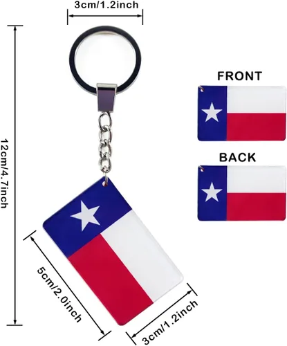 Vista 2 de QQSD Llavero con bandera de Texas, 2 unidades, Texas