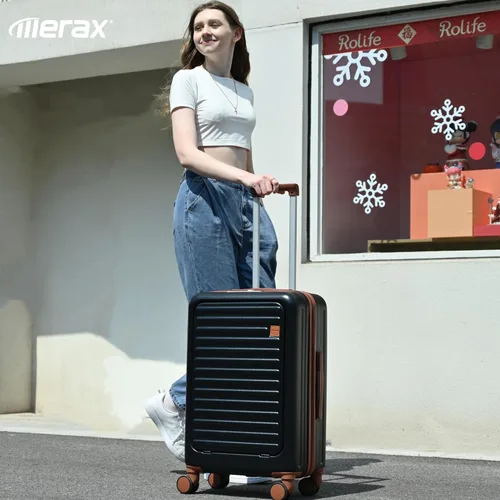 Vista 54 de Merax Juego de equipaje rígido ABS expandible de 3 piezas con rueda giratoria Maleta TSA Lock Suit Case, Negro -, Juego de 2 piezas, Equipaje