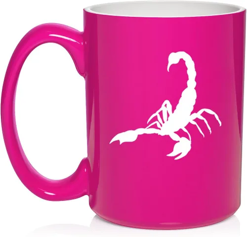 Vista 25 de Daylor Taza de café de cerámica Scorpion, regalo para ella, él, amigo, compañero de trabajo, esposa, esposo (11 onzas, azul)