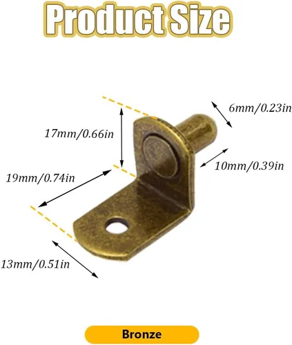Vista 2 de 50 clavijas de soporte de estante con funda de goma para estantes de vidrio (bronce/L)