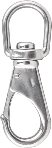 Vista 3 de Gancho giratorio de acero inoxidable M5 (1#) clips de buceo (3-1/2 x 1-1/4 pulgadas), hebilla de resorte para comederos de pájaros, cadenas