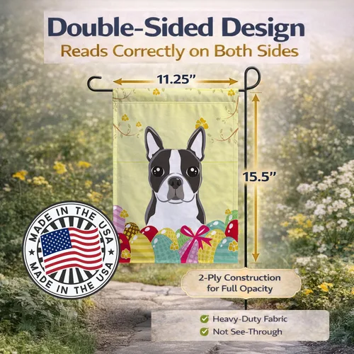 Vista 676 de Caroline's Treasures BB1923GF Bandera decorativa para jardín con diseño de Border Collie, para caza de huevos de Pascua, para jardín, jardín, patio