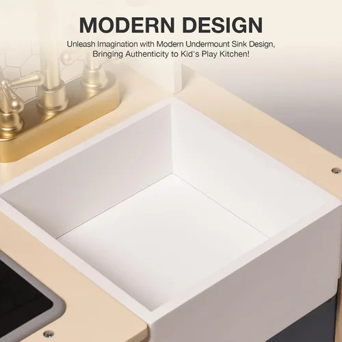 Vista 8 de ROBOTIME Cocina de Madera para Jugar, Juego de Cocina para Niños y Pequeñitos, Cocina de Juego para Niños con Luces y Sonidos, Cocina de Juguete Azul
