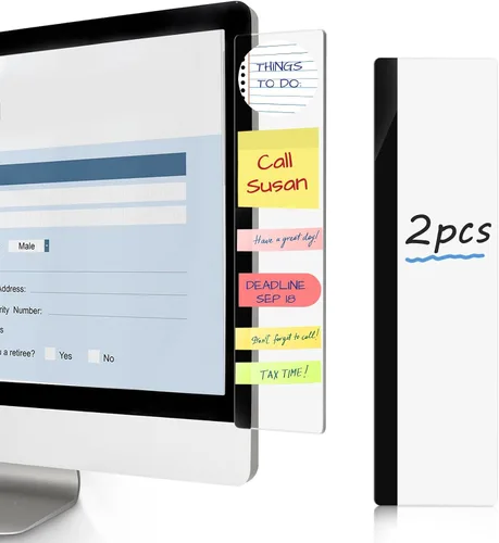 Vista 10 de DOLLAR BOSS - Tableros de notas adhesivas para monitores de computadora, 2 piezas, accesorios de escritorio de oficina, 14 cm x 7.9 cm, panel