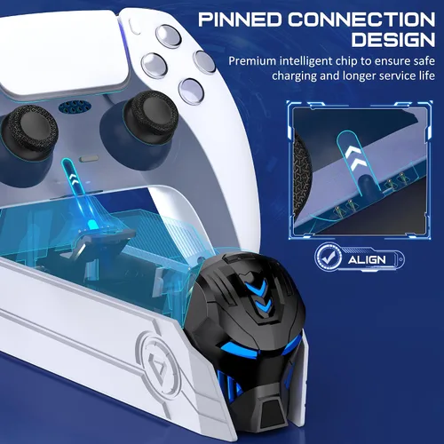 Vista 7 de Estación de carga para controlador PS5 para Playstation 5 Dualsense - Fast PS5 Dual Controller Stand Charger Dock con adaptador de CA, controlador