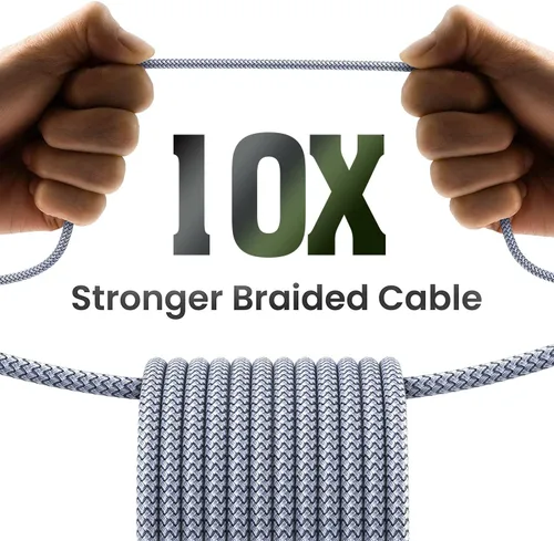 Vista 4 de [Certificado Apple MFi] Cargador de iPhone de carga rápida, paquete de 3 cables Lightning de 3 pies, cable de carga de nailon trenzado para iPhone
