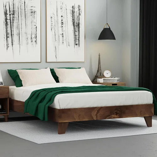 Vista 13 de Base de cama, fabricada en EE. UU. con 100% madera de pino norteamericano, base sólida para colchón con tablillas de pino prensado, instalación sin