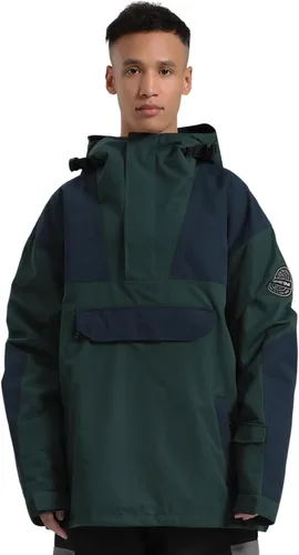 Vista 16 de GSOU SNOW Chaqueta de esquí para hombre, abrigo de nieve para snowboard, cálido, invierno, impermeable, con capucha