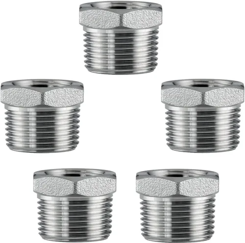 Vista 12 de Adaptador de acero inoxidable de 1 pulgada macho NPT a 1/2" hembra NPT reductor hexagonal buje adaptador de montaje de tubería (paquete de 5)