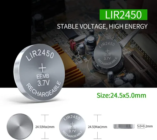 Vista 6 de EEMB 10PCS LIR2450 Batería Recargable 3.7V Litio-ion Moneda Botón Celda Baterías 120mAh