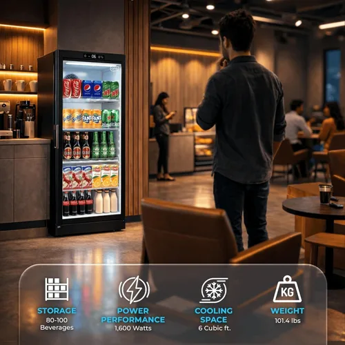 Vista 7 de GRS Refrigerador comercial con cerradura de puerta de vidrio Flujo de aire fresco y temperatura Refrigerador de bebidas, enfriador de bebidas