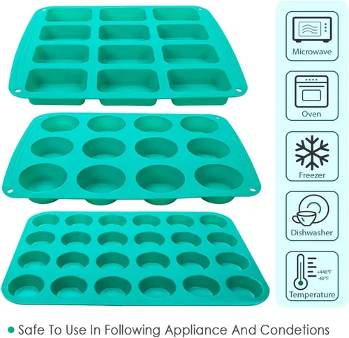 Vista 2 de Webake Juego de 4 moldes de silicona para tartas para magdalenas, cupcakes, tarta brownie, diferentes moldes para hornear