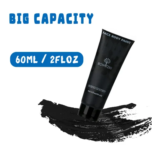 Vista 3 de Bowitzki Pintura facial y corporal de 2 onzas, maquillaje en crema, 2.0 fl oz, pintura facial a base de agua, efectos especiales para adultos, Negro