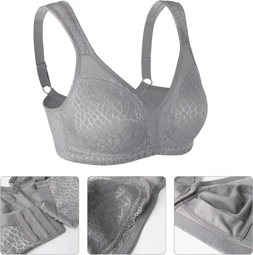 Vista 6 de Lemorosy Brasier reductor sin aros sin relleno para mujer, talla grande, cobertura completa, comodidad y doble soporte