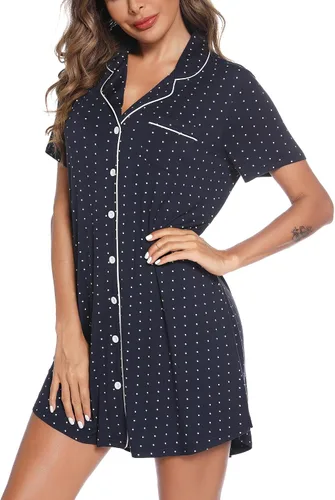 Vista 5 de Leikar Camisón de maternidad para mujer, pijama de lactancia de manga larga