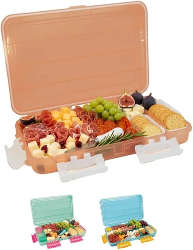Vista 11 de SubSafe Caja fuerte para charcutería, sin BPA, tabla de embutidos segura para alimentos con tapa y asa, organizador portátil de bandeja