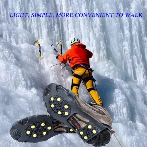 Vista 3 de HoFire Ice Cleats, Ice Grips Traction Cleats Grippers Non-Slip Over ShoeBoot Rubber Spikes Crampons Anti Easy Slip 10 Steel Studs Crampons Slip-on