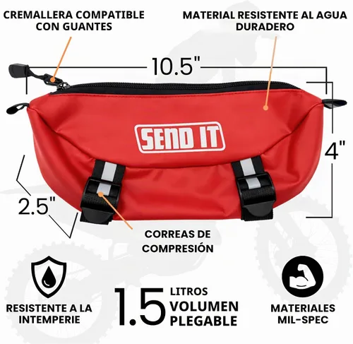 Vista 2 de Bolsa impermeable para manubrio de motocicleta Bolsa compacta de almacenamiento para manillar de motocicleta Bolsa de motocross de ajuste Rojo
